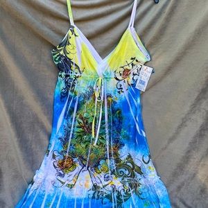 Beach cover dress tattoo bling design